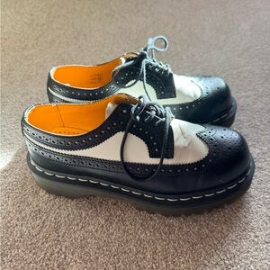 Classic Black and White Brogue Women's Shoes